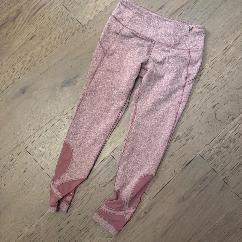CALIA by Carrie Underwood Pink Heathered Mesh Panel Leggings Small High Rise Zip